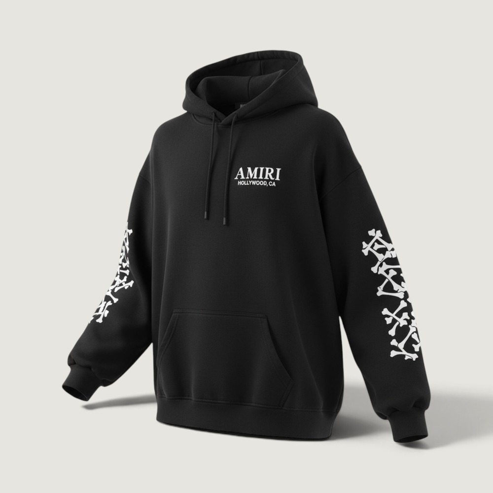 Amiri Hoodie Hollywood CA Bones Black XL